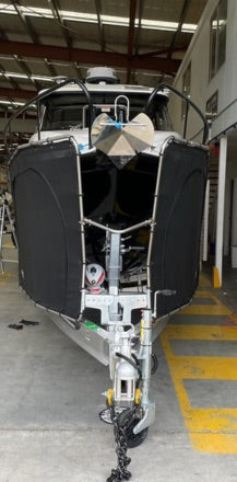 Customer install — boat in workshop